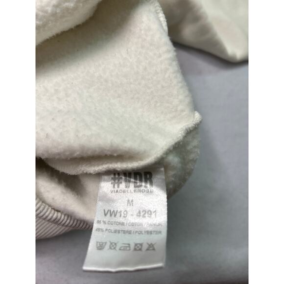 VDR VillaDelleRose cream colored zip up hooded sweatshirt. #4291 Size Medium - Picture 7 of 8